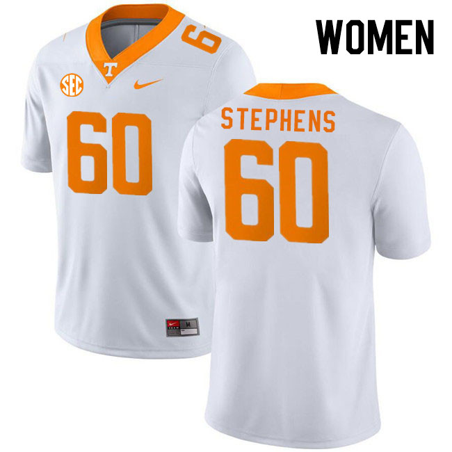 Women #60 Alton Stephens Tennessee Volunteers College Football Jerseys Stitched Sale-White